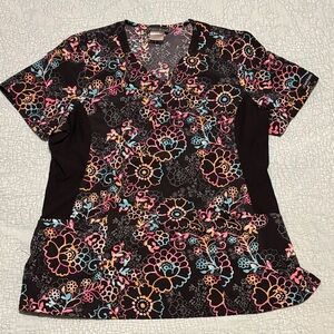 Cherokee 2 pocket Scrub Top Floral Print